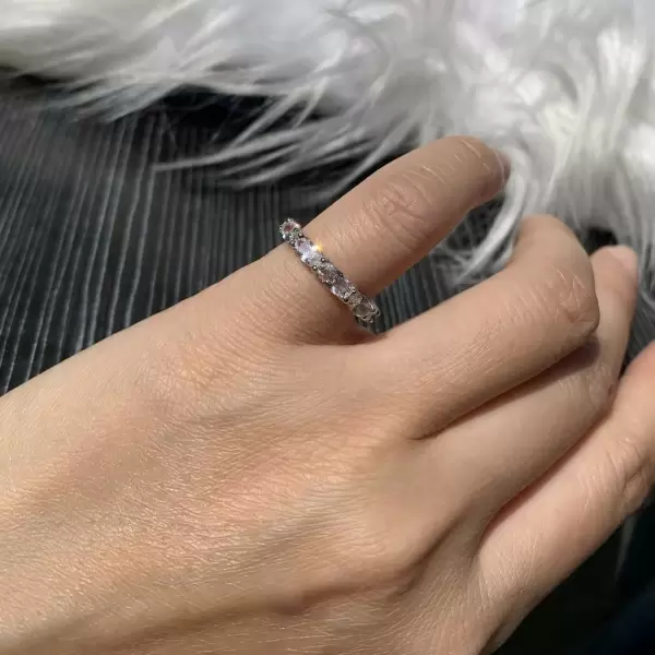 Oval cut White Sapphire Dainty Eternity Ring