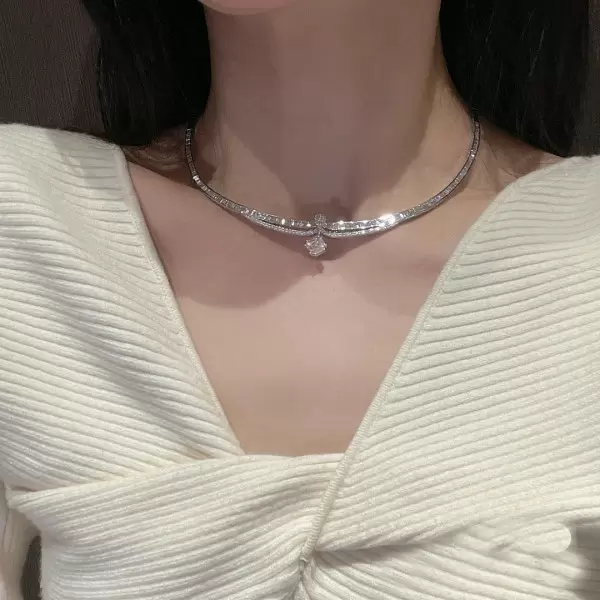 Princess Cut White Sapphire Choker Necklace