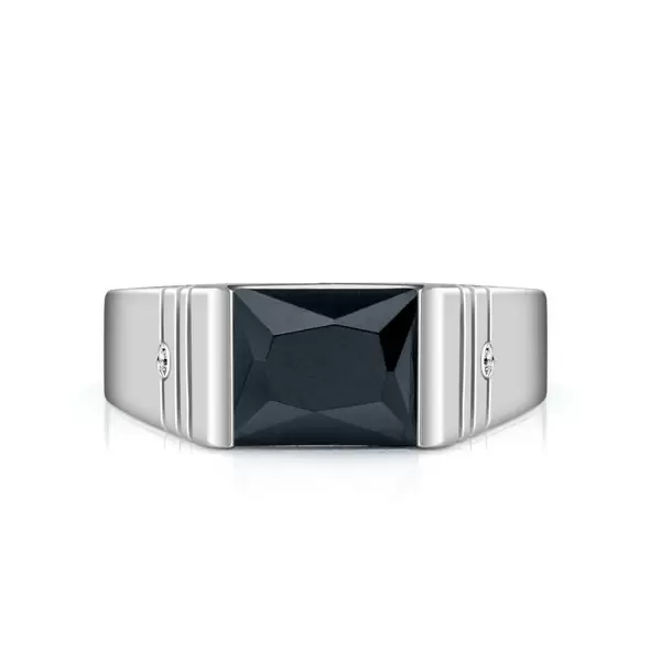 Black Princess Cut Sterling Silver Men's Ring