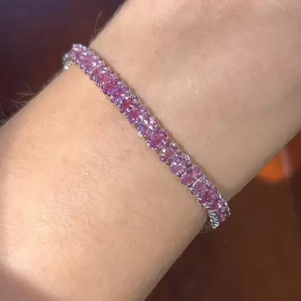 12CTW Oval Cut Pink Sapphire Tennis Bracelet