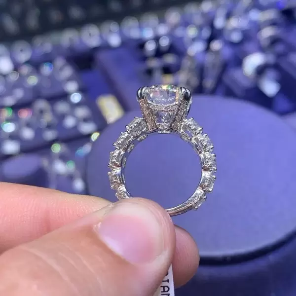 Handmade 2.5 CT Paved Round Brilliant Cut Ring