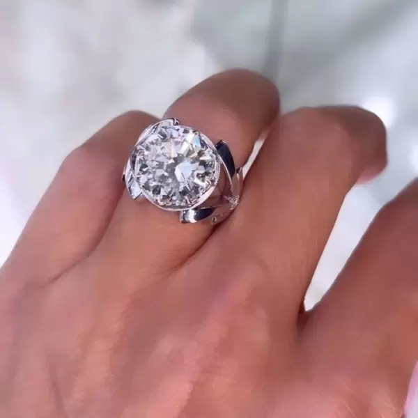 6.8ct Round Cut Contemporary Art Inspired Engagement Ring