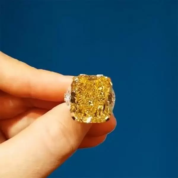 5.50 CTW Cushion Cut Fancy Yellow Lab Created Gemstone With Diamonds Engagement Ring in Sterling Silver
