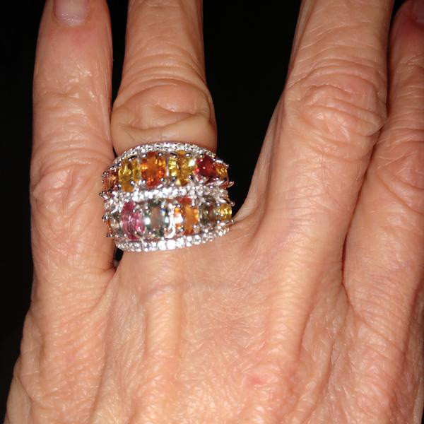 8.4ctw Oval Cut Multicolor Sapphire Wedding Band