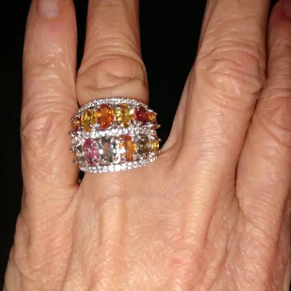 8.4ctw Oval Cut Multicolor Sapphire Wedding Band