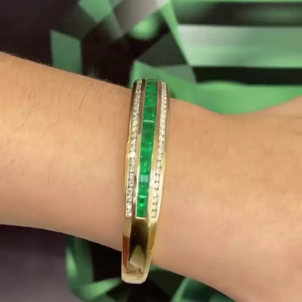 Princess&Round Cut Yellow Sapphire Bangle Bracelet