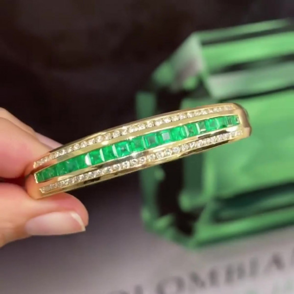 Princess&Round Cut Yellow Sapphire Bangle Bracelet