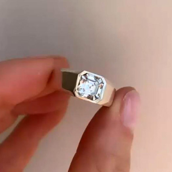 Mens asscher cut diamond ring sale