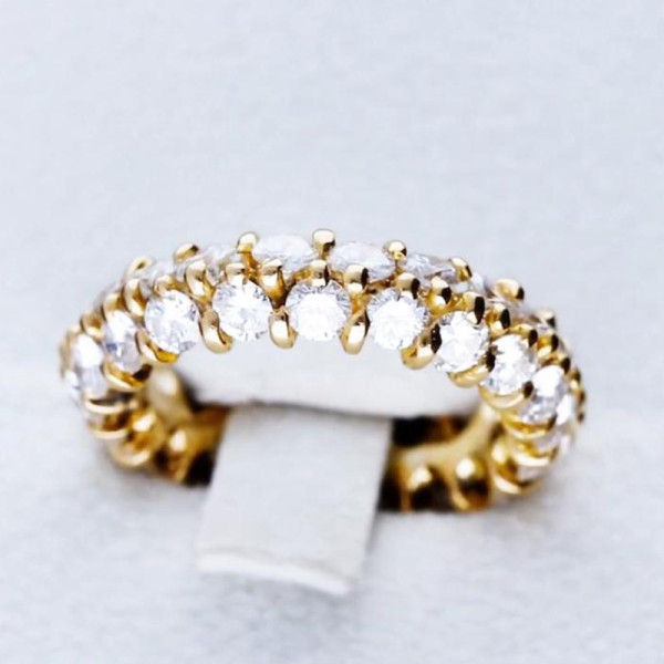 3CTW Round Cut Double Row Eternity Ring