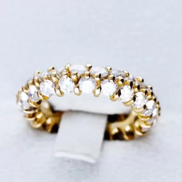 3CTW Round Cut Double Row Eternity Ring