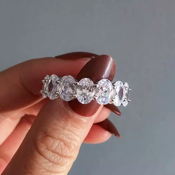 Handmade Oval Cut Sterling Silver Eternity Ring