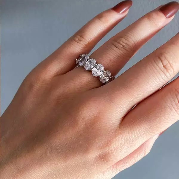 Handmade Oval Cut Sterling Silver Eternity Ring