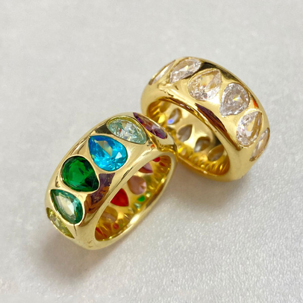 4ctw Pear Cut Multicolor Sapphire Rainbow Ring
