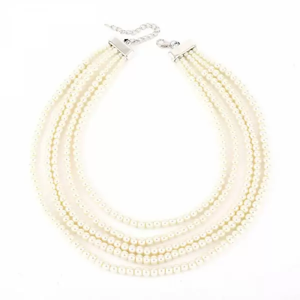 Simulated Pearls Five-Strand Layered Necklace