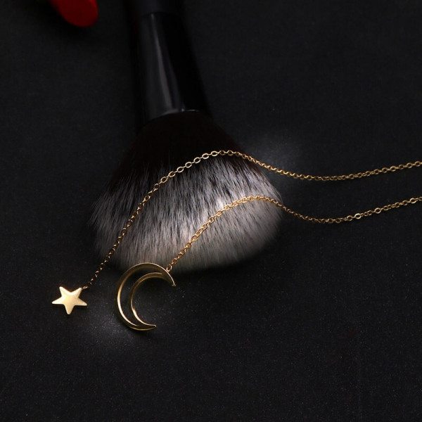 Crescent Moon And Star Titanium Steel Necklace