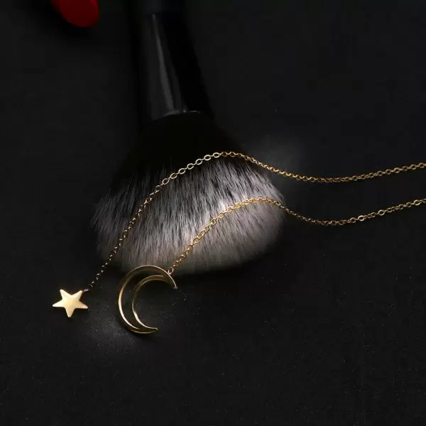 Crescent Moon And Star Titanium Steel Necklace