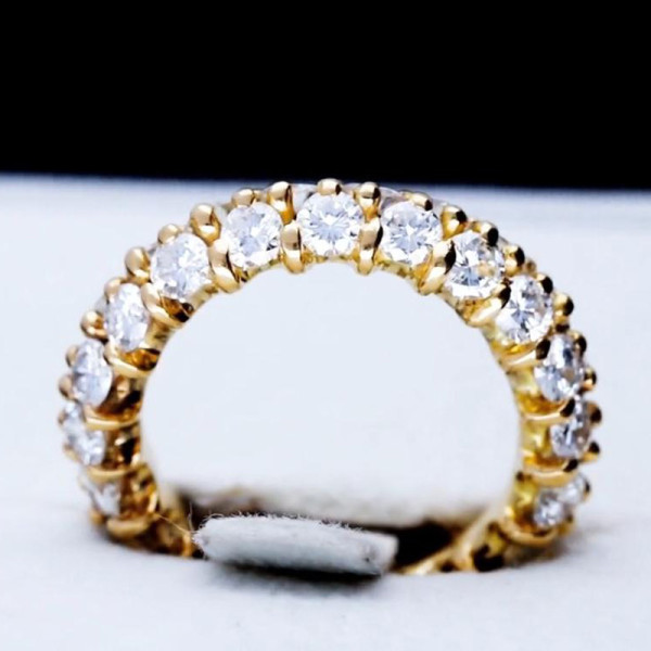 3CTW Round Cut Double Row Eternity Ring