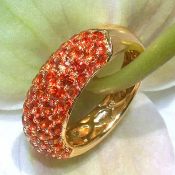 7MM Wide Multicolor Sapphire Paved Wedding Band