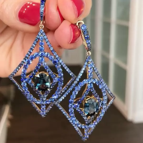 Blue Sapphire Statement Dangle Earrings