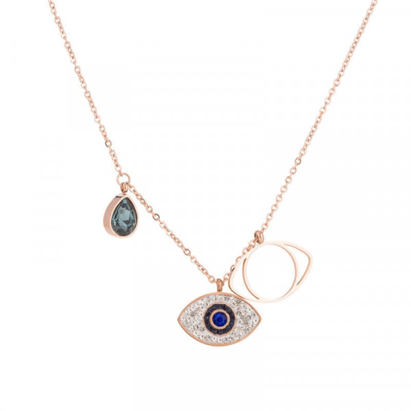 Luck Drop & Evil Eye Pendant Titanium Steel Necklace  