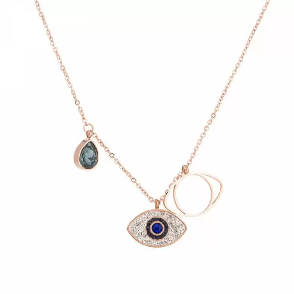 Luck Drop & Evil Eye Pendant Titanium Steel Necklace  