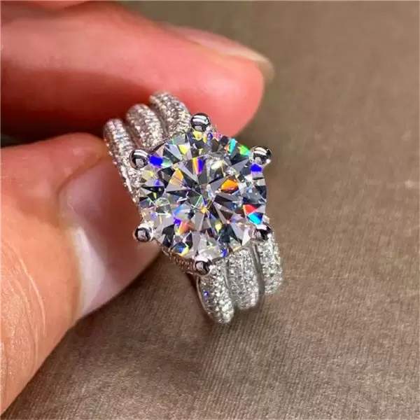 3.8ct Round Cut White Sapphire Engagement Ring