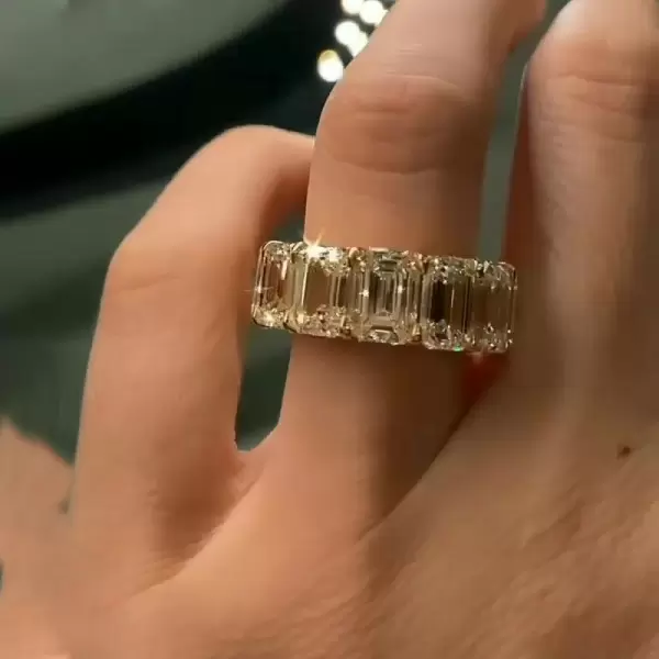 Emerald Cut Light Yellow Sapphire Eternity Band