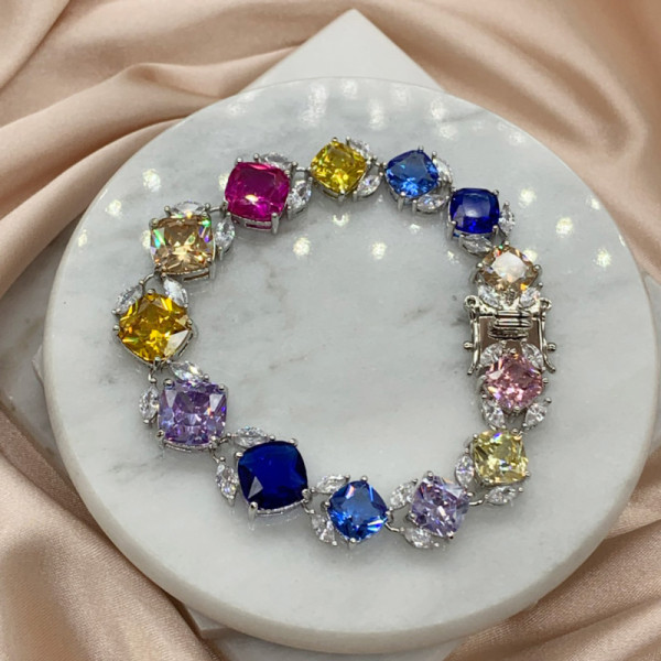75ctw Multi-color Sapphire Statement Bracelet