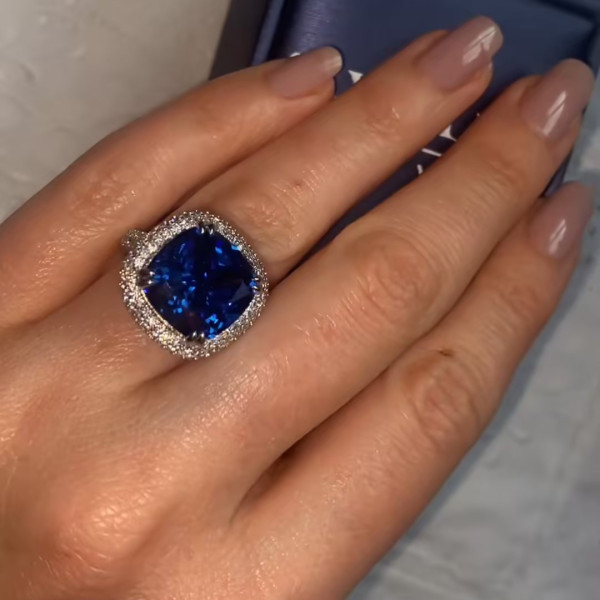 12ct Halo Cushion Cut Classic Paved Engagement Ring