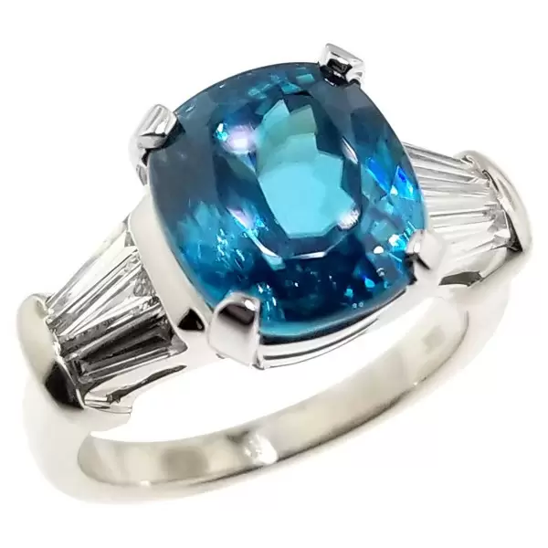 6.56ct Three-stone Blue Sapphire Engagement Ring