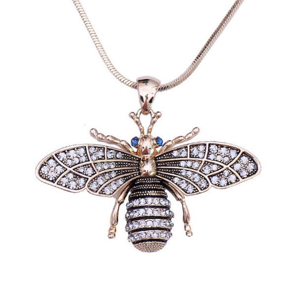 CZ Bee Pendant Alloy Necklace
