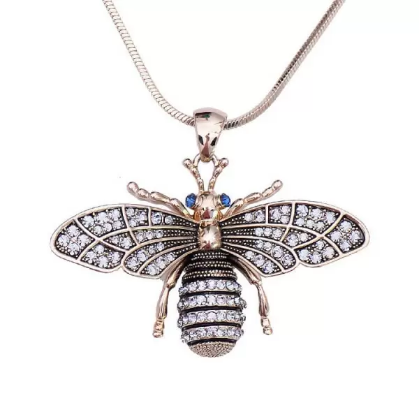 CZ Bee Pendant Alloy Necklace