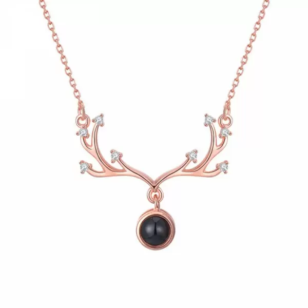 Love Memory Reindeer Design Round Pendant Necklace