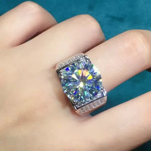12ct Round Cut White Sapphire Bold Men's Ring