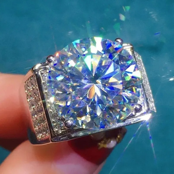 12ct Round Cut White Sapphire Bold Men's Ring
