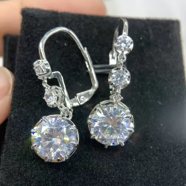 6ctw Round Cut Art-deco Drop Earrings