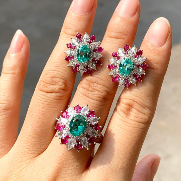 2ct Paraiba Tourmaline Vintage Halo Cocktail Ring