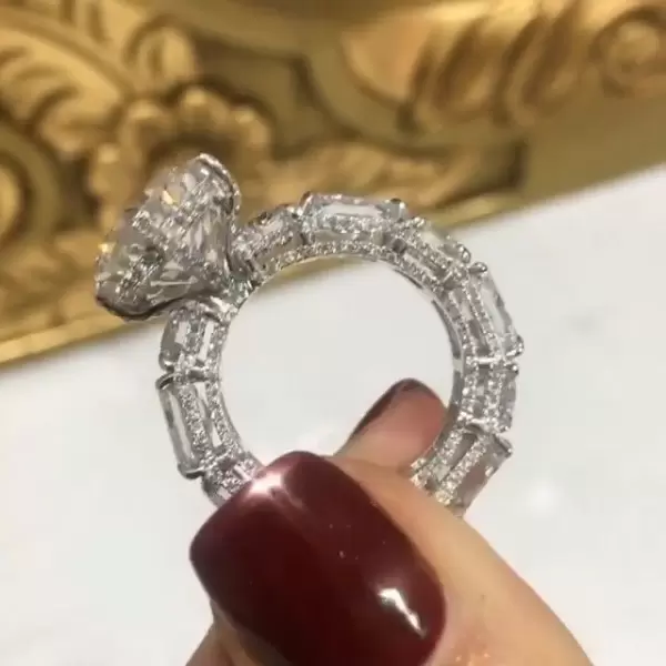 5.5ct Cushion Cut Eternity Shank Classic Engagement Ring