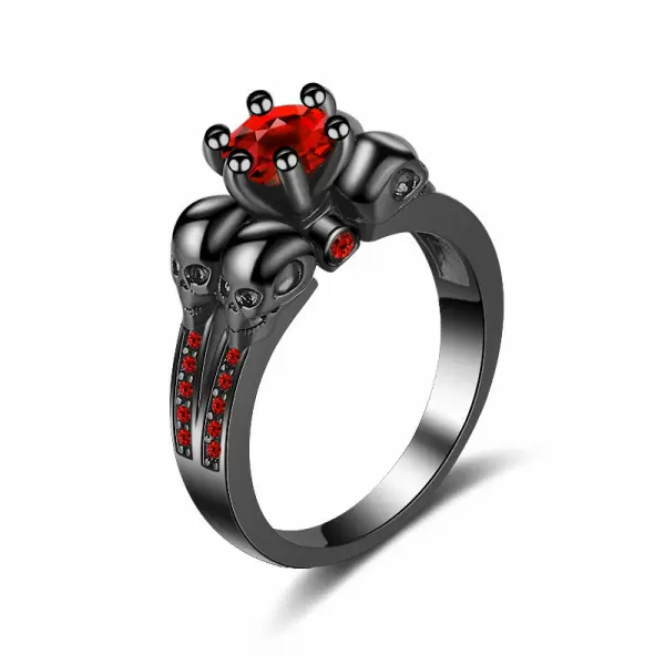 Halloween Gift Ruby Red Skull Ring