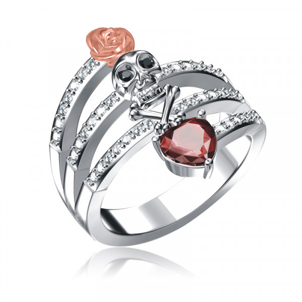 Fashion Love Danger Rose Skull Ring Halloween Special Gift