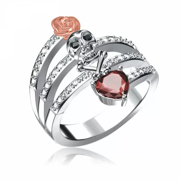 Fashion Love Danger Rose Skull Ring Halloween Special Gift