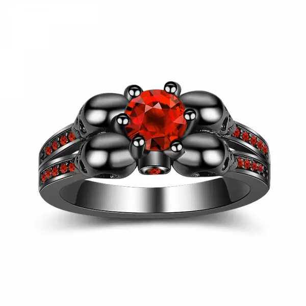 Halloween Gift Ruby Red Skull Ring