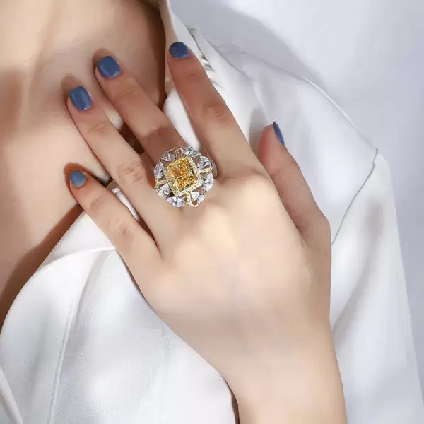 3ct Art Deco Princess Cut Yellow Sapphire Cocktail Ring