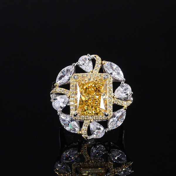 3ct Art Deco Princess Cut Yellow Sapphire Cocktail Ring