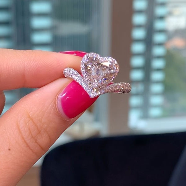 Handmade Halo 2.0 CT Heart Cut Engagement Ring