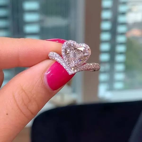 Handmade Halo 2.0 CT Heart Cut Engagement Ring