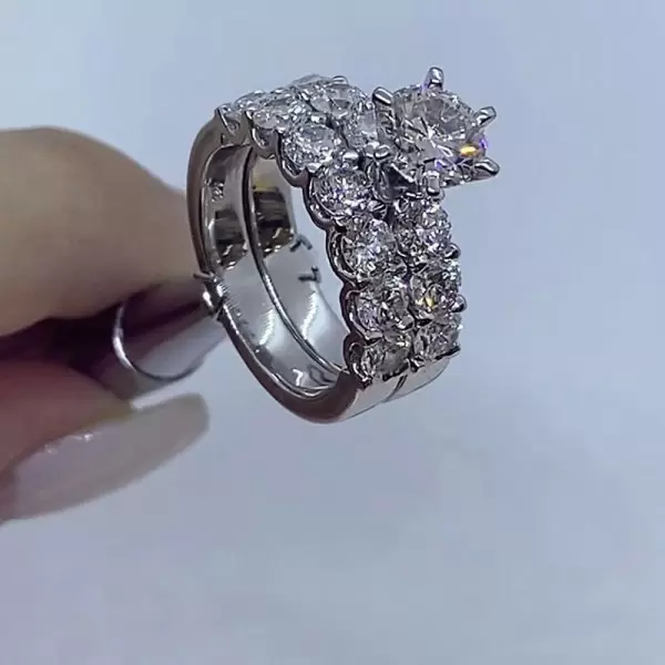 1.5ct Round Cut White Sapphire 2pcs Bridal Set