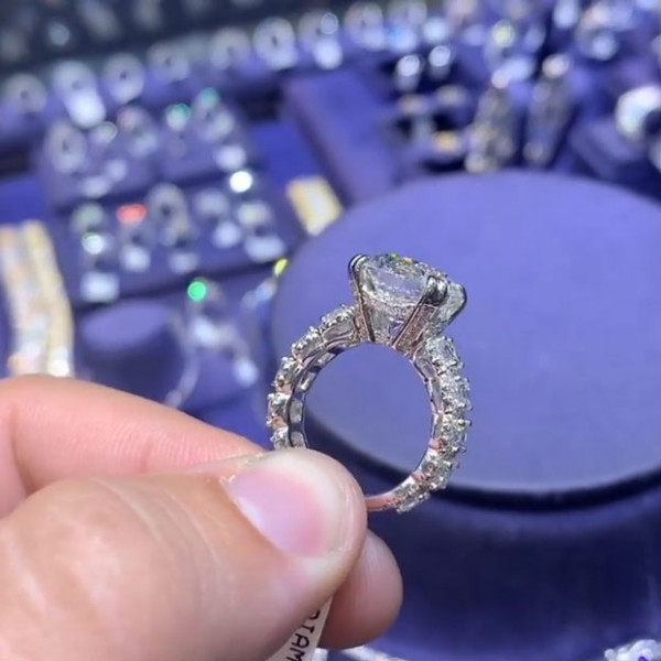Handmade 2.5 CT Paved Round Brilliant Cut Ring