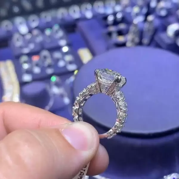 Handmade 2.5 CT Paved Round Brilliant Cut Ring