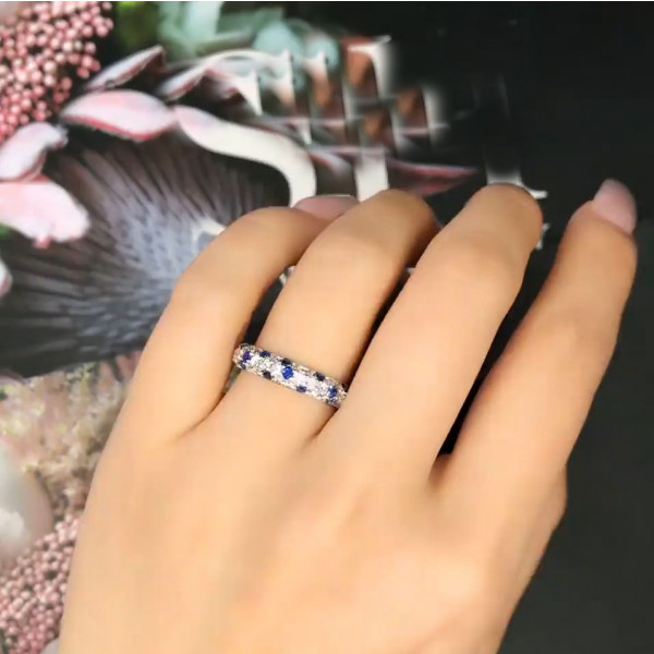Handmade Micro-Pave Setting Wedding Anniversary Band